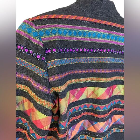 Coldwater Creek Embellished Multicolor Lined Blazer Size 10 - Picture 7 of 13